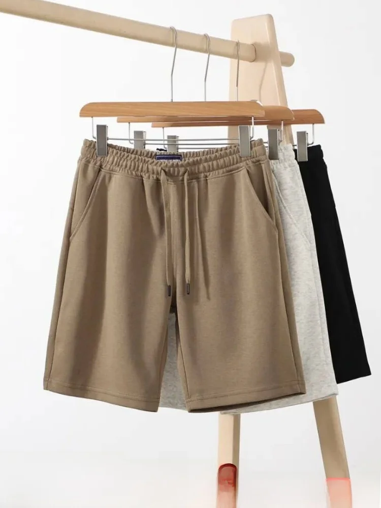 Heavyweight Washed Comfortable Breathable Summer Men's Outdoor Commuter Casual Loose Shorts Trendy Elastic Waist Cotton Blend