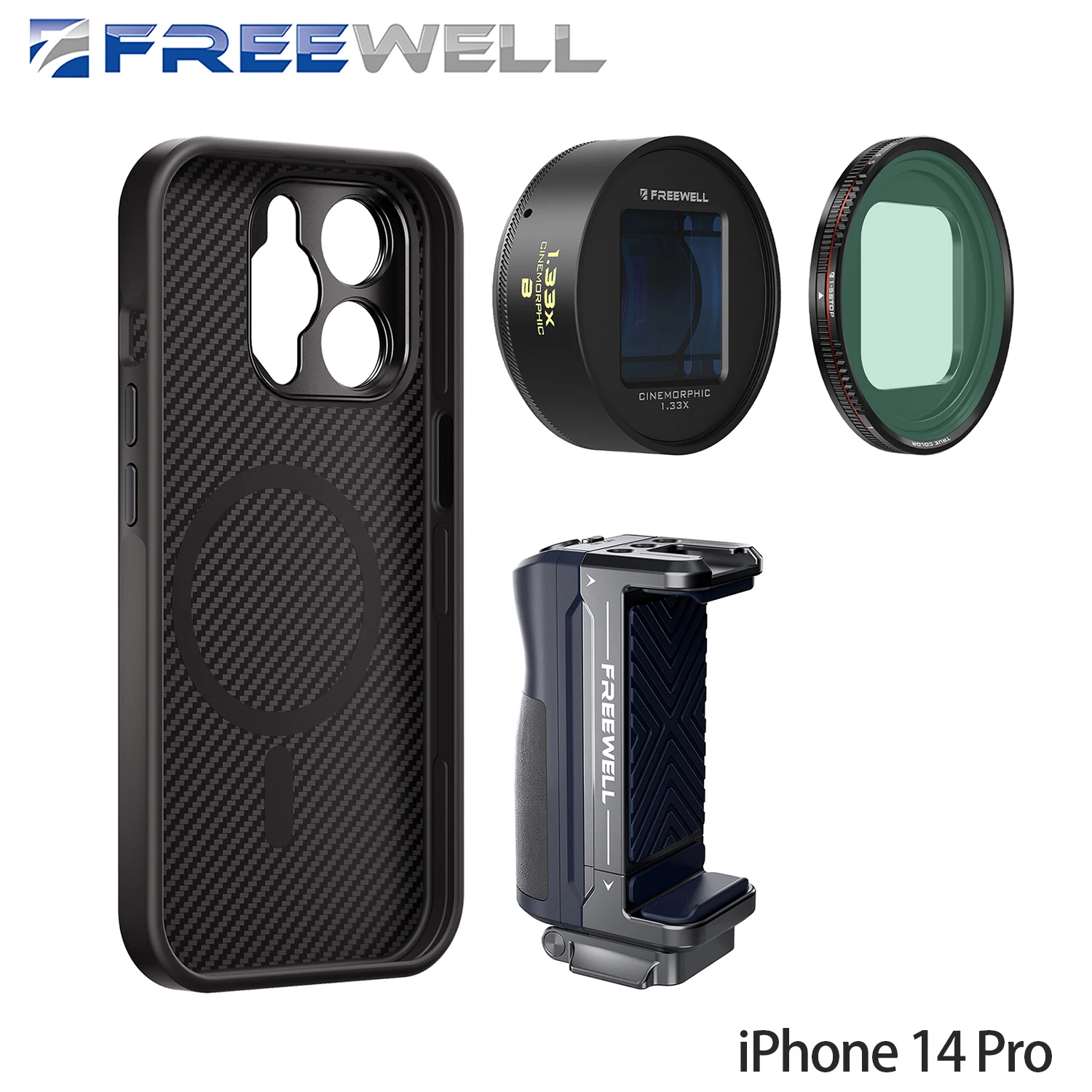 Freewell iPhone Cine Pro Kit 17mm Mount Phone Case and 1.33x Blue 