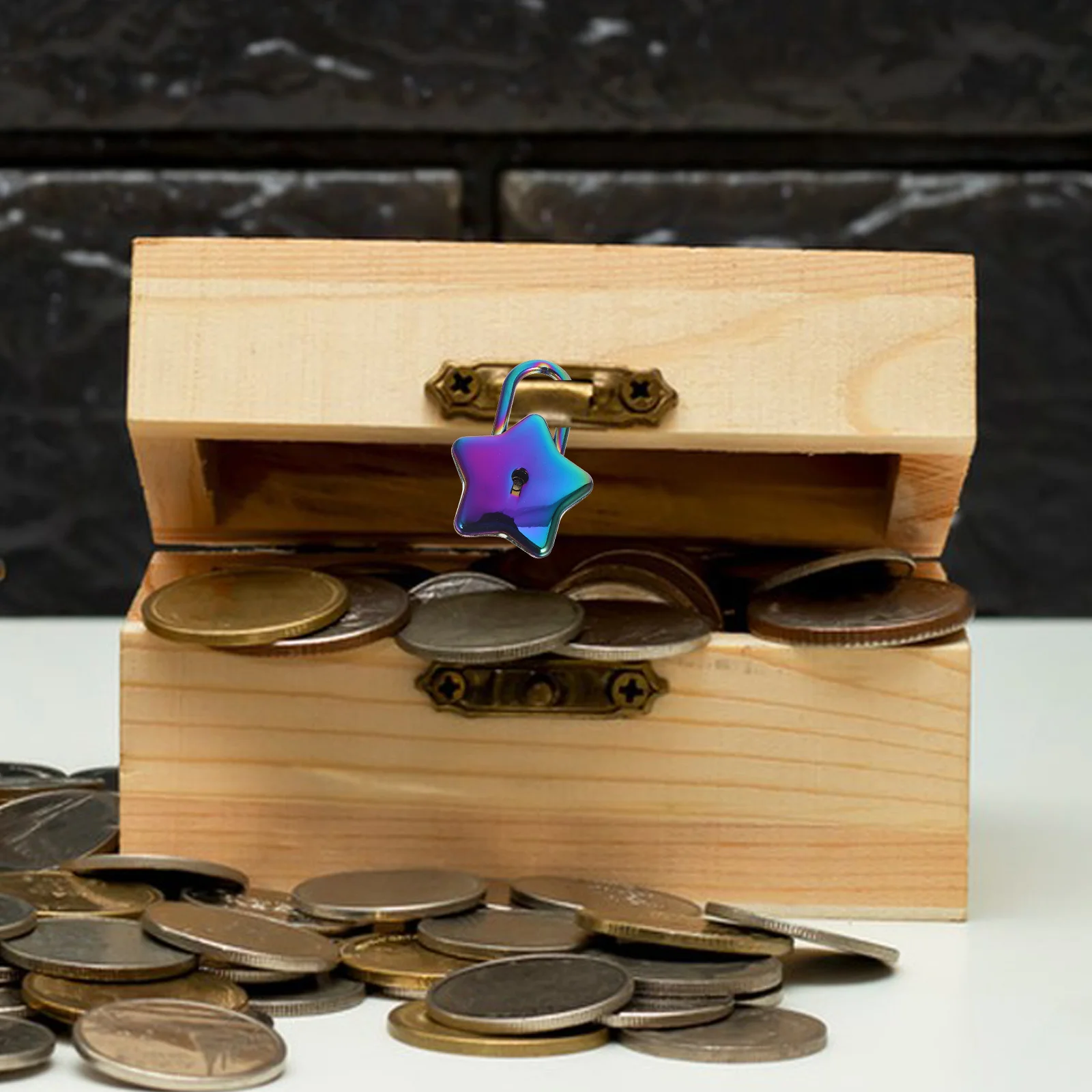 

1pc Star Shaped Padlock For Diy Diary Decorative Metal Lock Small Key Security Jewelry Box Handbag Mini Locks Kids Gift