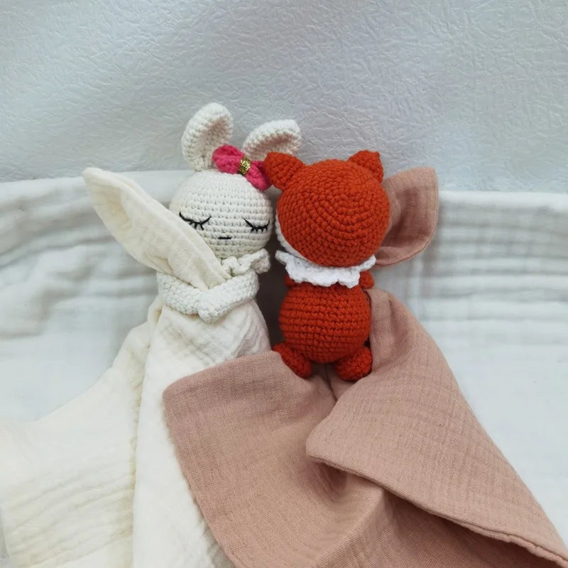 Baby Soother Appease Towel Bib Soft Bunny Fox Lamb Lion Sleeping Doll Teether Infants Comfort Sleeping Nursing Cuddling Doudou