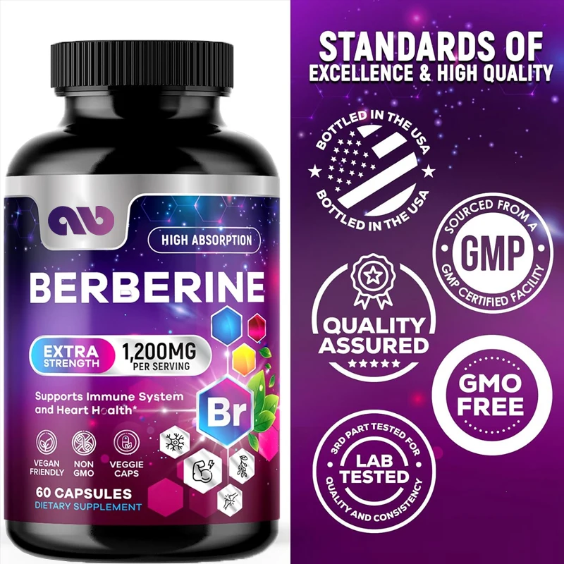 

Premium Berberine HCL - Highly Absorbent Aspartate Herbal Health Support, Immune and Cardiac Support