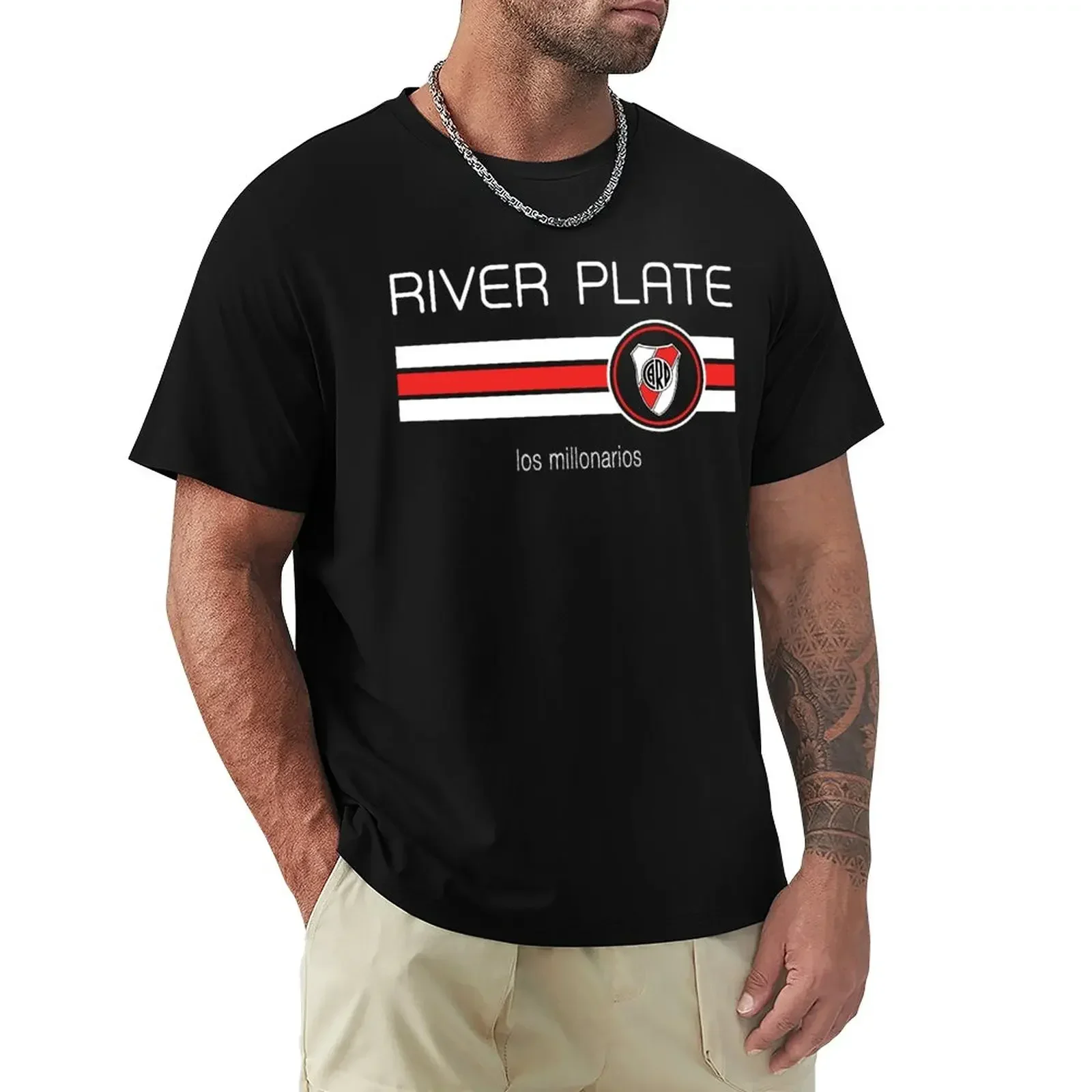 Summer Tops Tee Shirt Graphics T Shirt Mens Vintage T Shirts Superliga River Plate (Away Black) T-Shirt Oversized Harajuku Funny