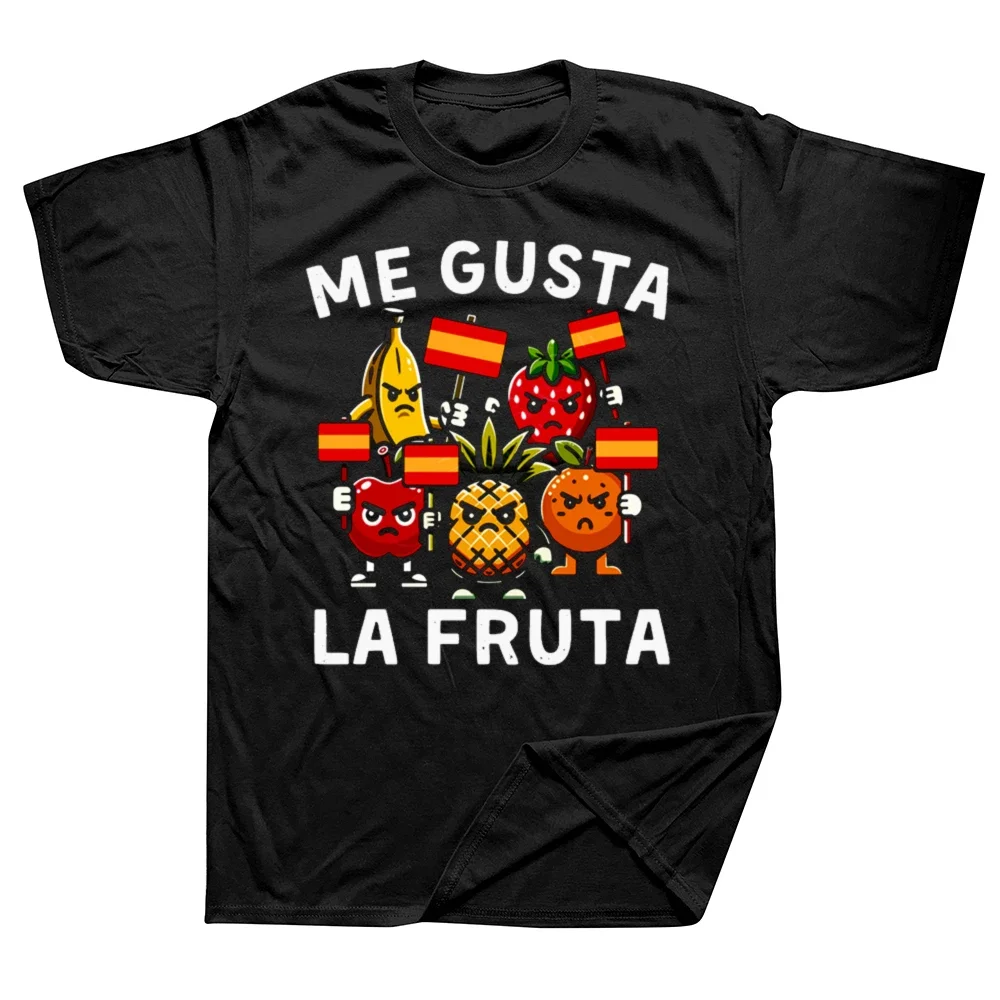 Me Gusta Fruta T Shirt I Like Fruits Spanish Meme Camiseta Cotton Soft Unisex O-neck T-shirt for Men Women EU Size Top Tees