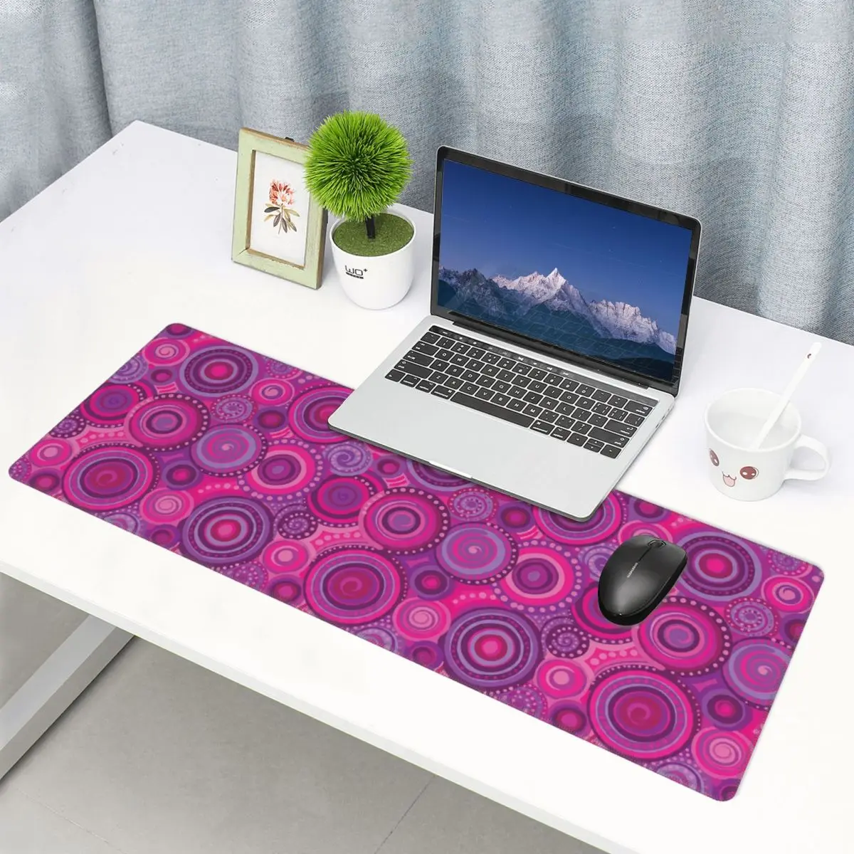 Large Mouse Pad Magenta And Violet Concentric Swirl Gamer PC Laptop Mats Keyboard Carpet Computer Gaming Desk Mat