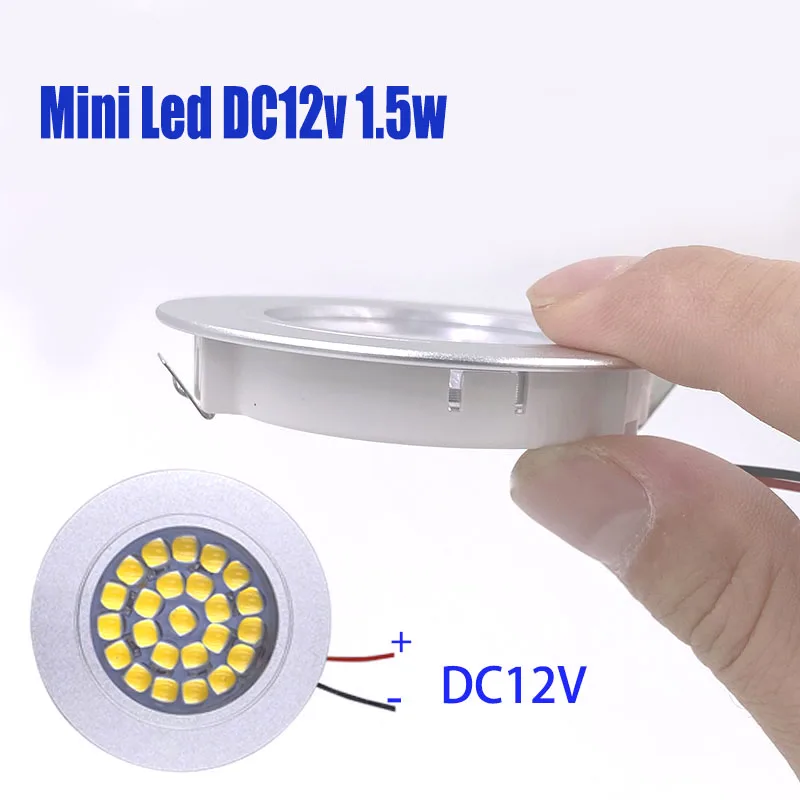 Ultrathin Light 12v 1.5W Dimmable Downlight Mini LED Ceiling Lamp Indoor Focus Recessed Round Thin Cabinet Display Spotlight