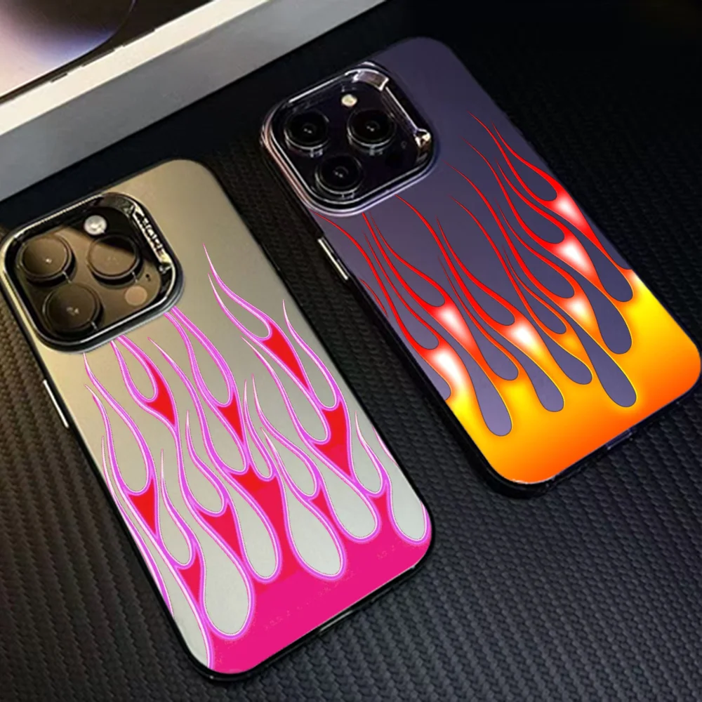 

Colored Flame Phone Case Fashion Case For IPhone 16 15 14 Plus 13 12 11 Pro Max X Xs XR 8 7 Matte Colorful Silver Hard Cover