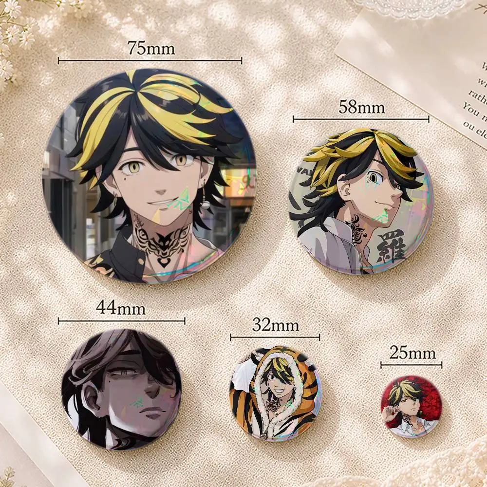 TokyoR-Revengers Kazutora Hanemiya Button Pins Backpack Clothing Decor Brooch Badge Jewelry Gifts for Kids