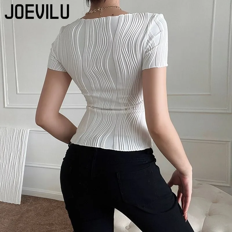 T-shirt col rond pour femmes, Sexy, Slim Fit, couleur unie, pull décontracté, haut à manches courtes, mode filles, Short d'été