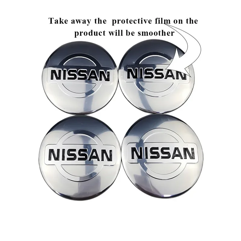 56mm Car Wheel Hub Center Stickers for Nissan X Trail T32 Xterra Qashqai J11 J10 Tiida Almera Navara Altima Juke Note Leaf GTR