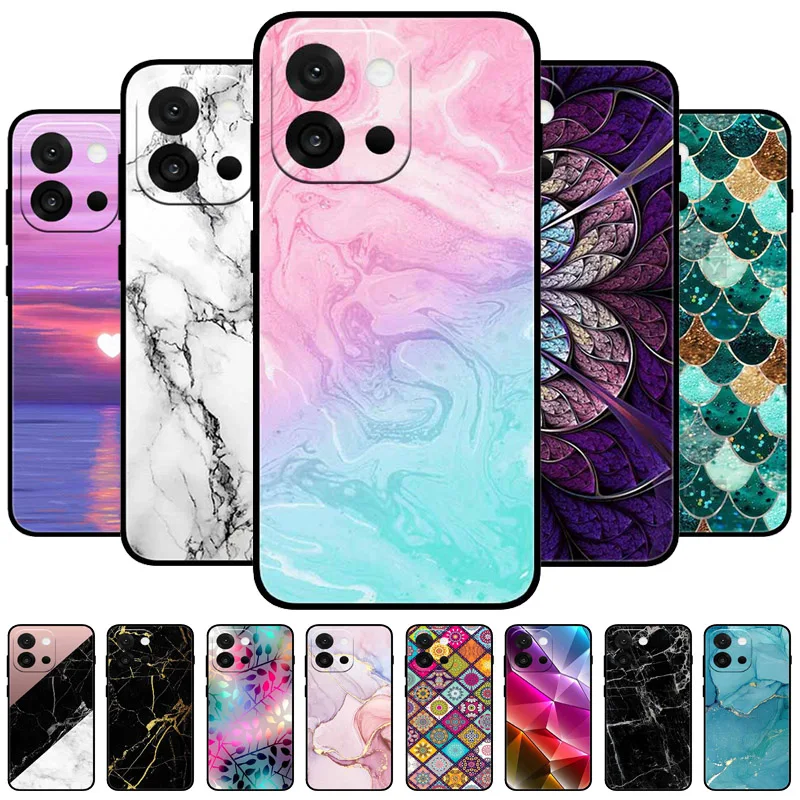 حافظة لهاتف Oneplus 13T من السيليكون الأسود من الرخام البولي يوريثان الحراري أغطية هاتف ناعمة لهاتف One Plus 13T حافظة خلفية لهاتف Oneplus13T 2025 1+ 13T 6.32''