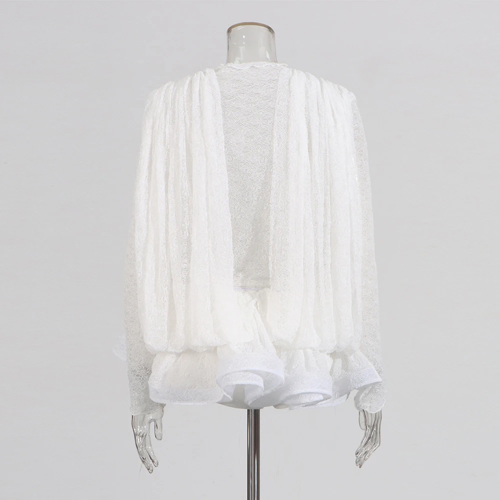 Twotwinstyle sólido solto mini vestidos para mulheres o pescoço manga longa cintura alta temperamento mini vestido feminino estilo de moda