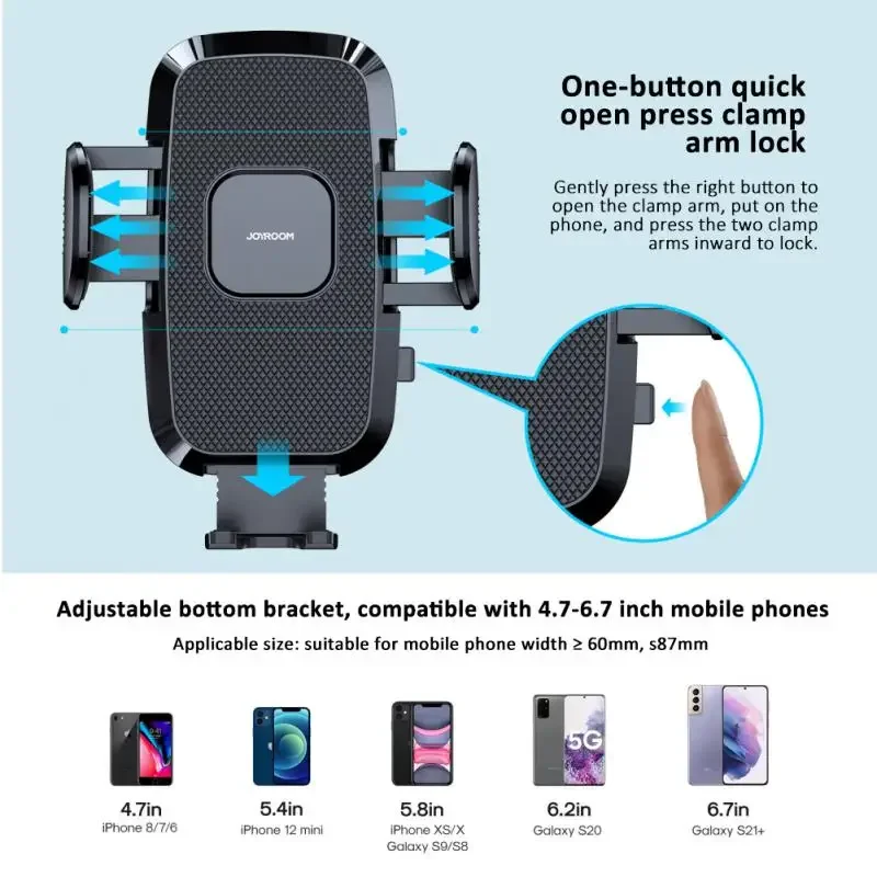 Joyroom Soporte para teléfono para salpicadero para automóvil【360 °   Vista más amplia】brazo largo flexible de 9 pulgadas, soporte universal para teléfono con parabrisas automático manos libres