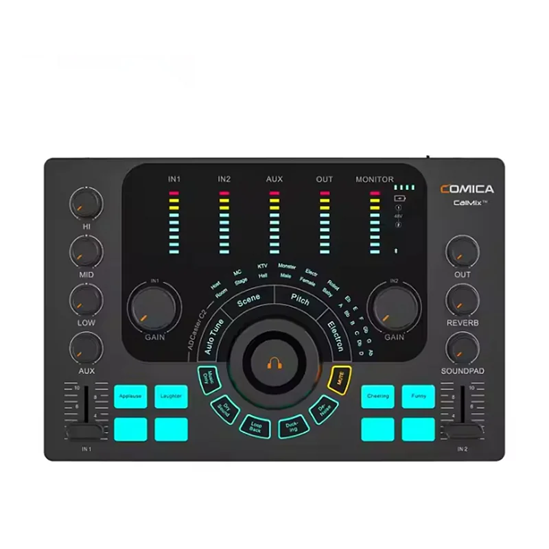 

COMICA ADCaster C2 Многофункциональный аудиоинтерфейс Профессиональный студийный микшер для подкастов для потоковой записи мультимедиа