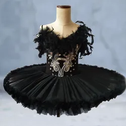 New 2024 Fashion Personalized Black Swan Ballet Dance Skirt Cute Girls Princess Skirt Performance Practice Clothes