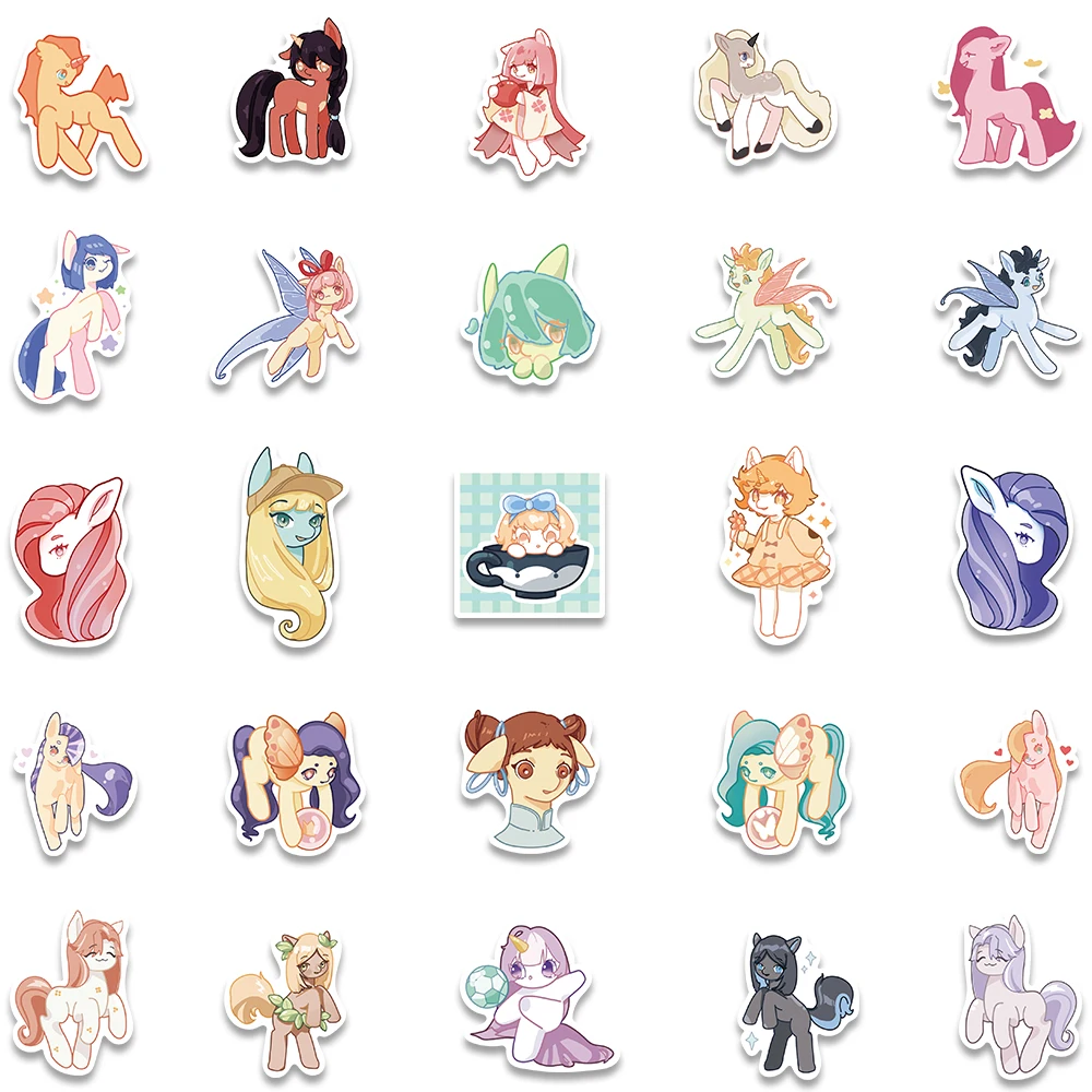 50PCS Cute Unicorn Pony Cartoon Girl Animal Stickers Kawaii Scrapbook Laptop Phone Luggage Car Motorcycle Sticker Kid Toy