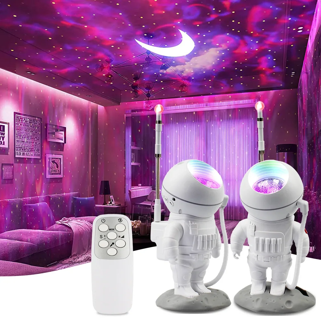 Mini Creative Astronaut Starry Sky Projection Light Laser Atmospheric Night Light Starry Sky USB Atmosphere Desk Lamp