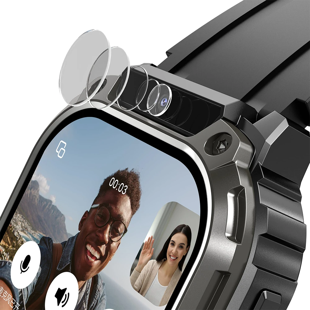 NOWOŚĆ Q80 Smart Watch 4G SIM Card 1.96inch HD Screen with GPS WIFI Front Camera Video Call Google Play 64G-ROM Android Smartwatch