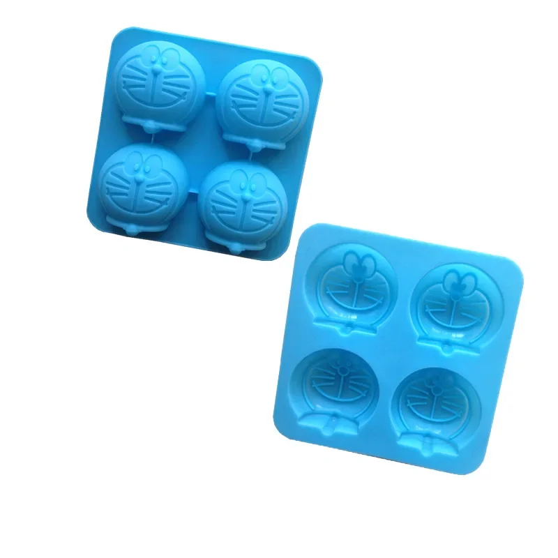 Moldes de Silicona de Doraemon para Pastel, 4 Cavidades, para Galletas, Chocolate, Dulces, Donuts, Repostería, Utensilios de Cocina con Diseño de Dibujos Animados
