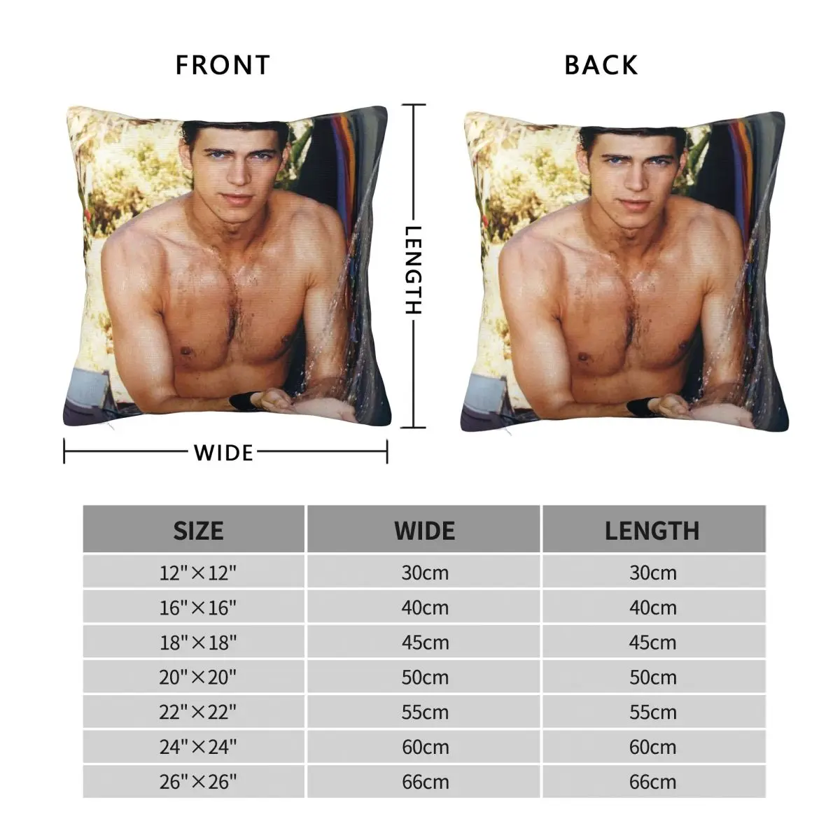 Hayden Christensen Shirtless Pillowcase Polyester Linen Velvet Creative Zip Decor Pillow Case Bed Cushion Cover 18