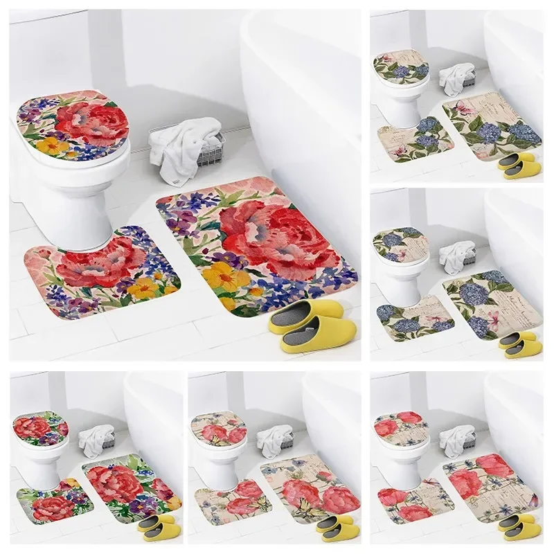 

Non slip shower mat bathroom carpet shower beach style decoration water absorbing bathtub carpet toilet cover decoration cover