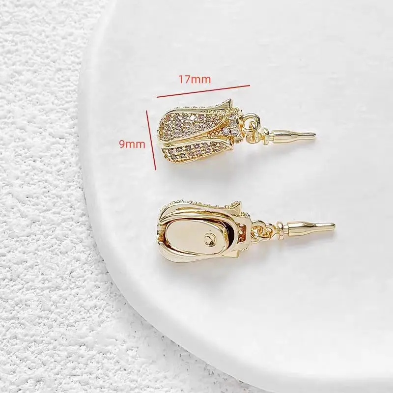 1piece red zircon Rose flower Clasp for making jewelry necklace DIY  connector  hook FPPJ wholesale