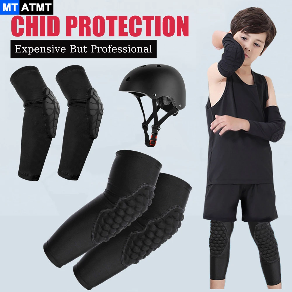 

Kids/Youth Sports Honeycomb Compression Knee Pad Elbow Pads Guards Helmet Protective Gear for Basketball Football Volleyball