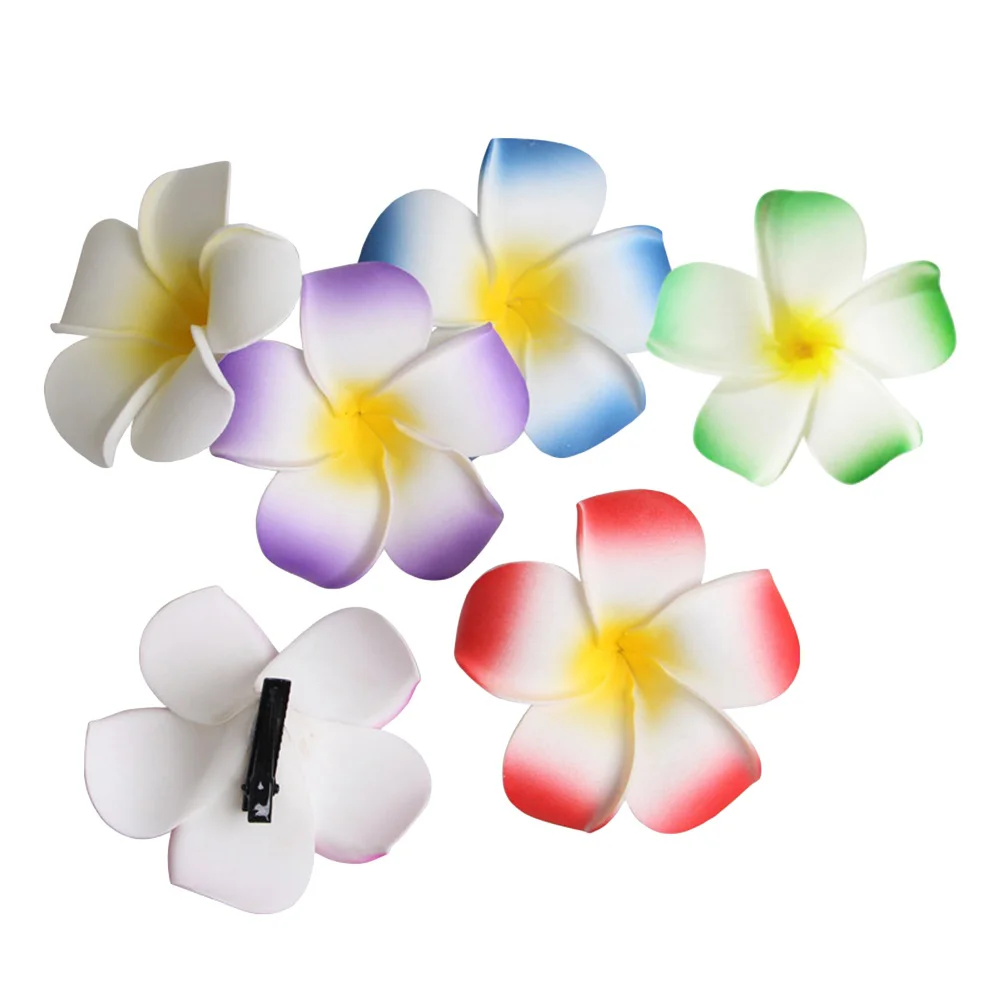 12 Pcs Plumeria Hair Clip Hawaiian Decorations Flowers for Accessories Pin Barrettes The Make up