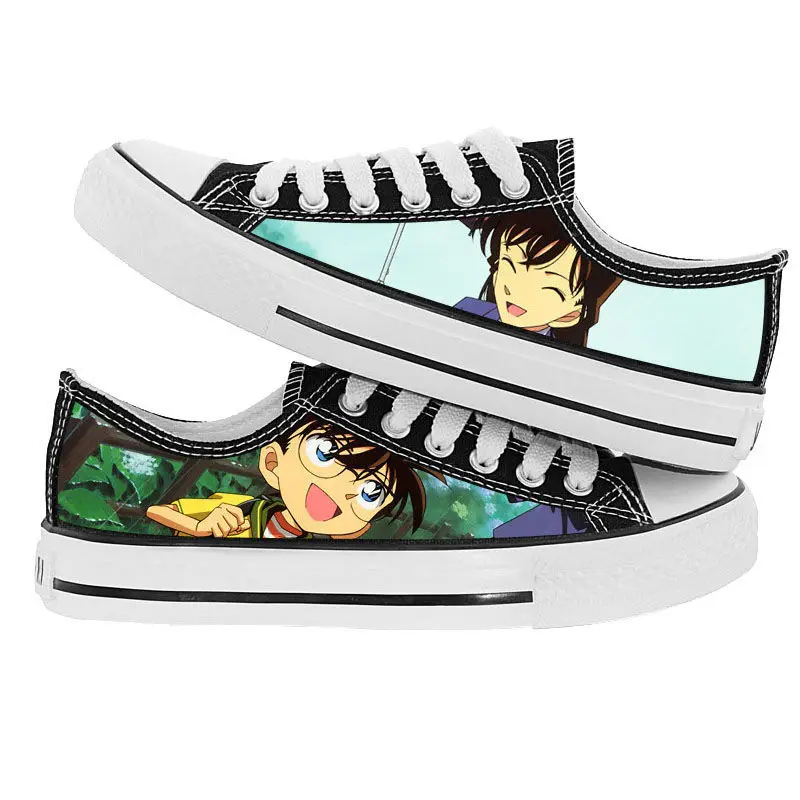 New Conan Edogawa Rachel Moore Kaitou Kid Cartoon Graffiti Low-top Canvas Shoes Personalized Creative Anime Movie Print Sneakers