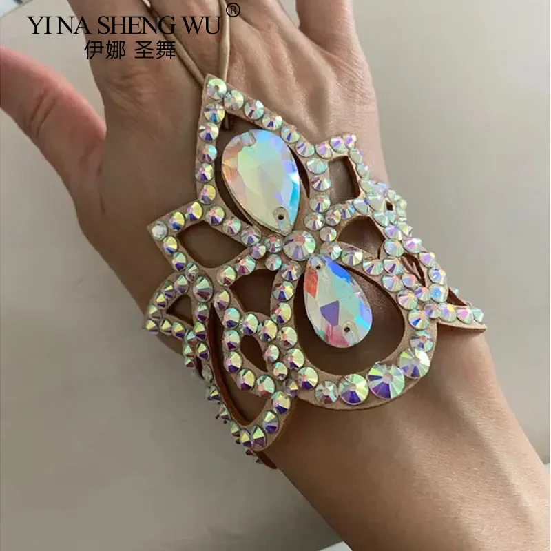 Pulsera de danza del vientre manoplas elegantes de alta gama mujer adulto rendimiento exquisito accesorios a juego de diamantes de imitación encanto exótico