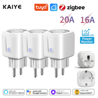 Tuya Zigbee Smart Plug 16A/20A EU Smart Socket With Power Monitoring Timing Function Smart Life APP Works With Alexa Google Home