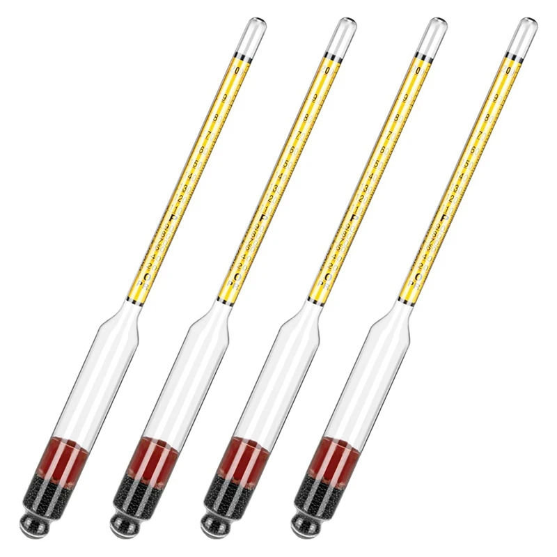 

4Pcs Hydrometer Alcohol Kit Alcohol Meter Kit For Distilling Alcohol 0-200 Proof & 0-100 Tralle, Specific Gravity Hydrometer