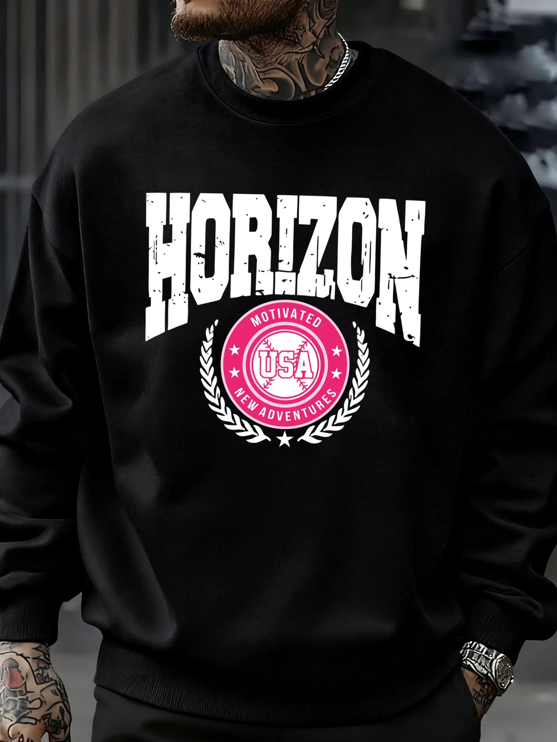 هورايزون سيتي الولايات المتحدة الأمريكية مغامرات جديدة مطبوعة الشارع الشهير رجل بلوزة من الصوف الخريف ملابس غير رسمية س الرقبة للجنسين لينة طويلة الأكمام