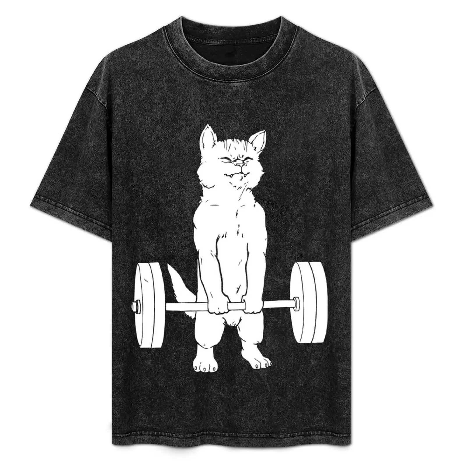 Weight Lifting Cat Deadlift Lifting T-Shirt Modern Style Print T-Shirt