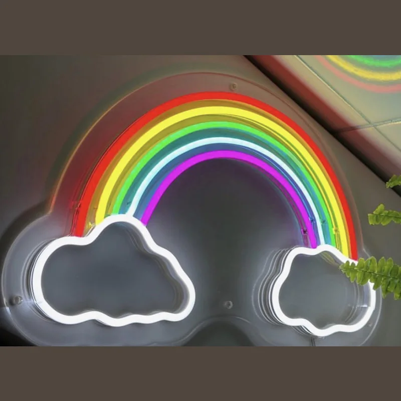 Benutzer definierte Wand kunst Leucht reklame Regenbogen hängen persönliche Neonlichter 12v LED Acryl voller Farbe für Shop Home Party Schlafzimmer Dekoration