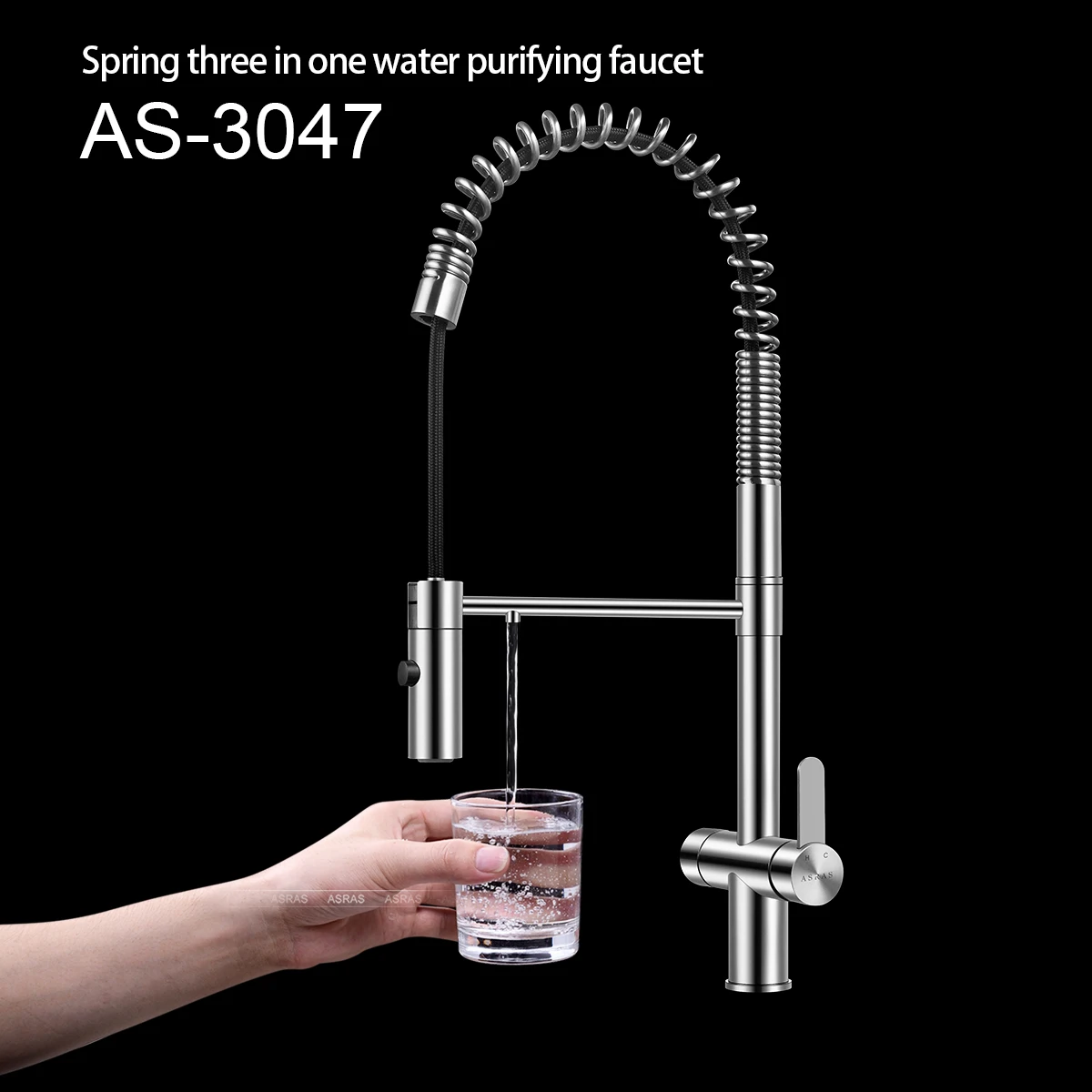 ASRAS 304 stainless steel faucet pull spring cold and hot sink kitchen dish basin sink lead-free free shipping