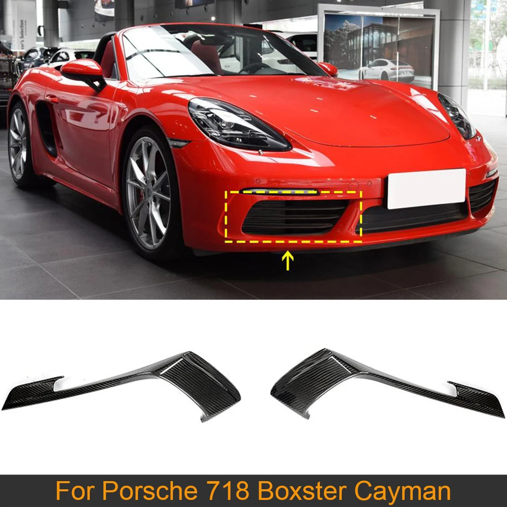 Embellecedor de cubierta de lámpara antiniebla de parachoques delantero de fibra de carbono para Porsche 718 Boxster Cayman Standard 2016-2019 embellecedor de cubierta de lámpara antiniebla delantera de coche