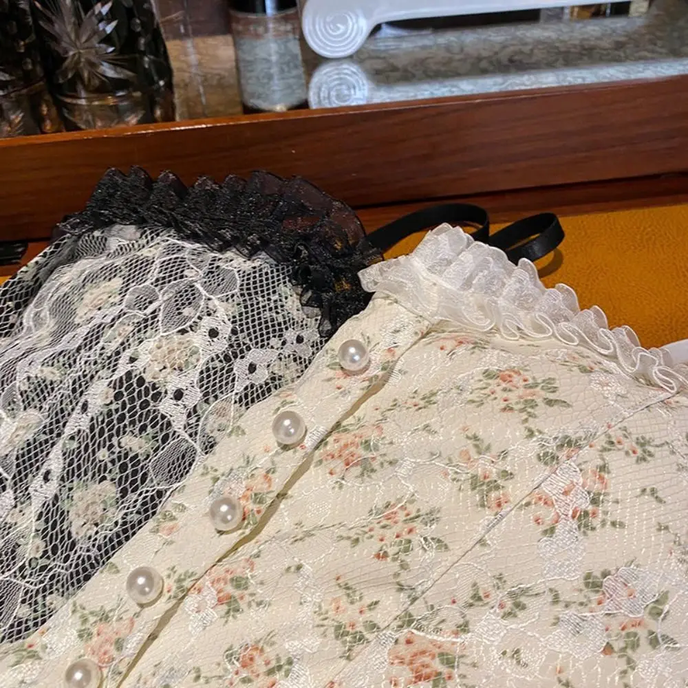 

Fashion Sexy Lace Floral Camisole Slim Vest with Chest Pads Crop Tank Tops Wrap Chest Women Girl