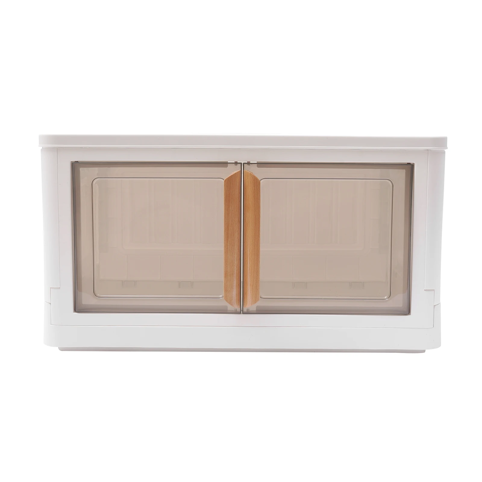 Boîte de Rangement Pliable 72L en Plastique Empilable avec Couvercle, Roues, Double Porte