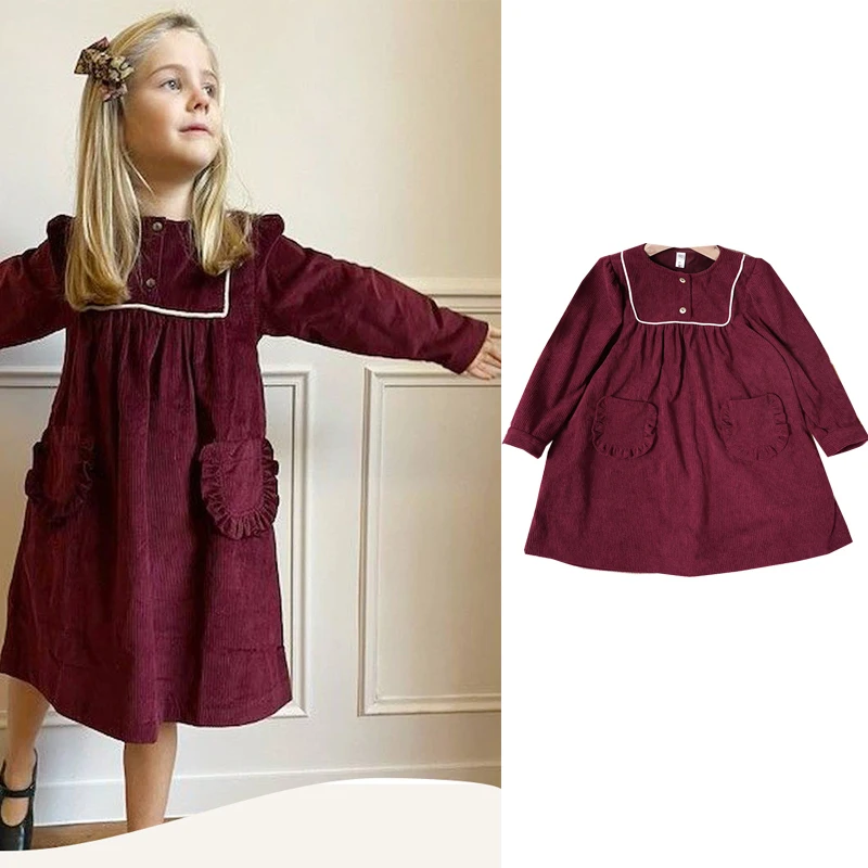 

kids dress 24 winter girls cute corduroy long sleeve princess dresses