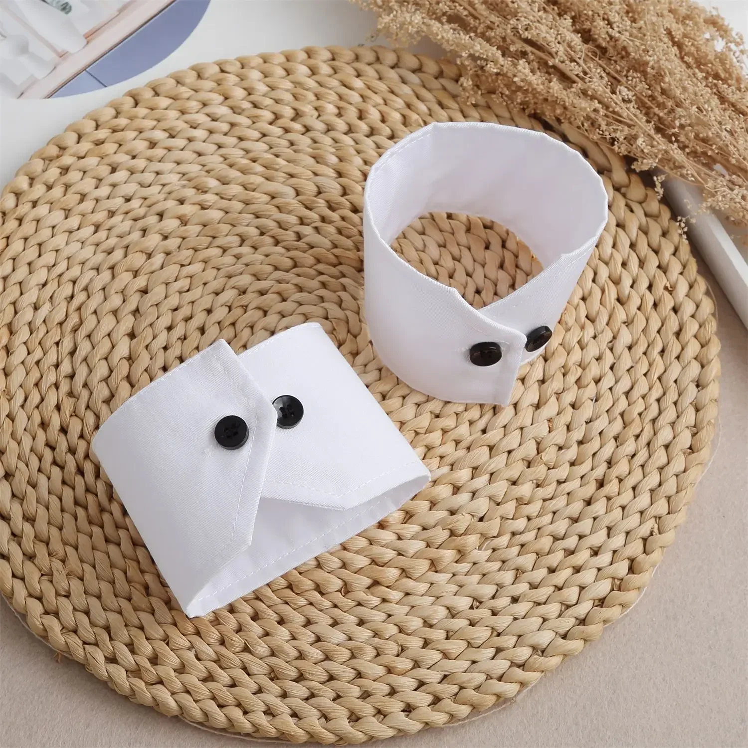 여성 셔츠용 정장 스타일 검정 단추 손목 가짜 커프스 탈부착 가능한 장식용 짧은 가짜 플레어 소매