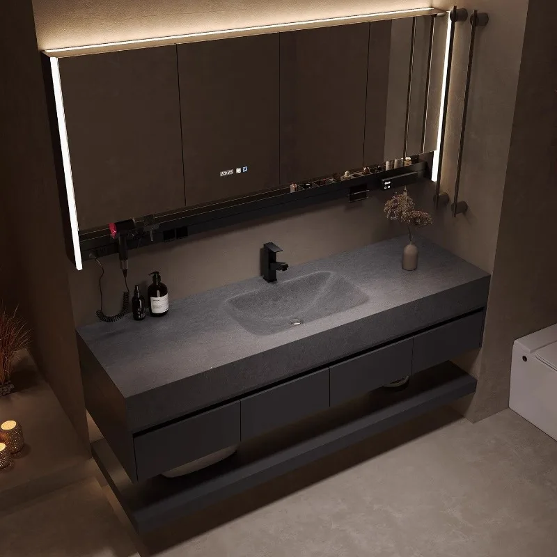 Board hot bending integrated basin bathroom cabinet combined toilet bathroom washbasin