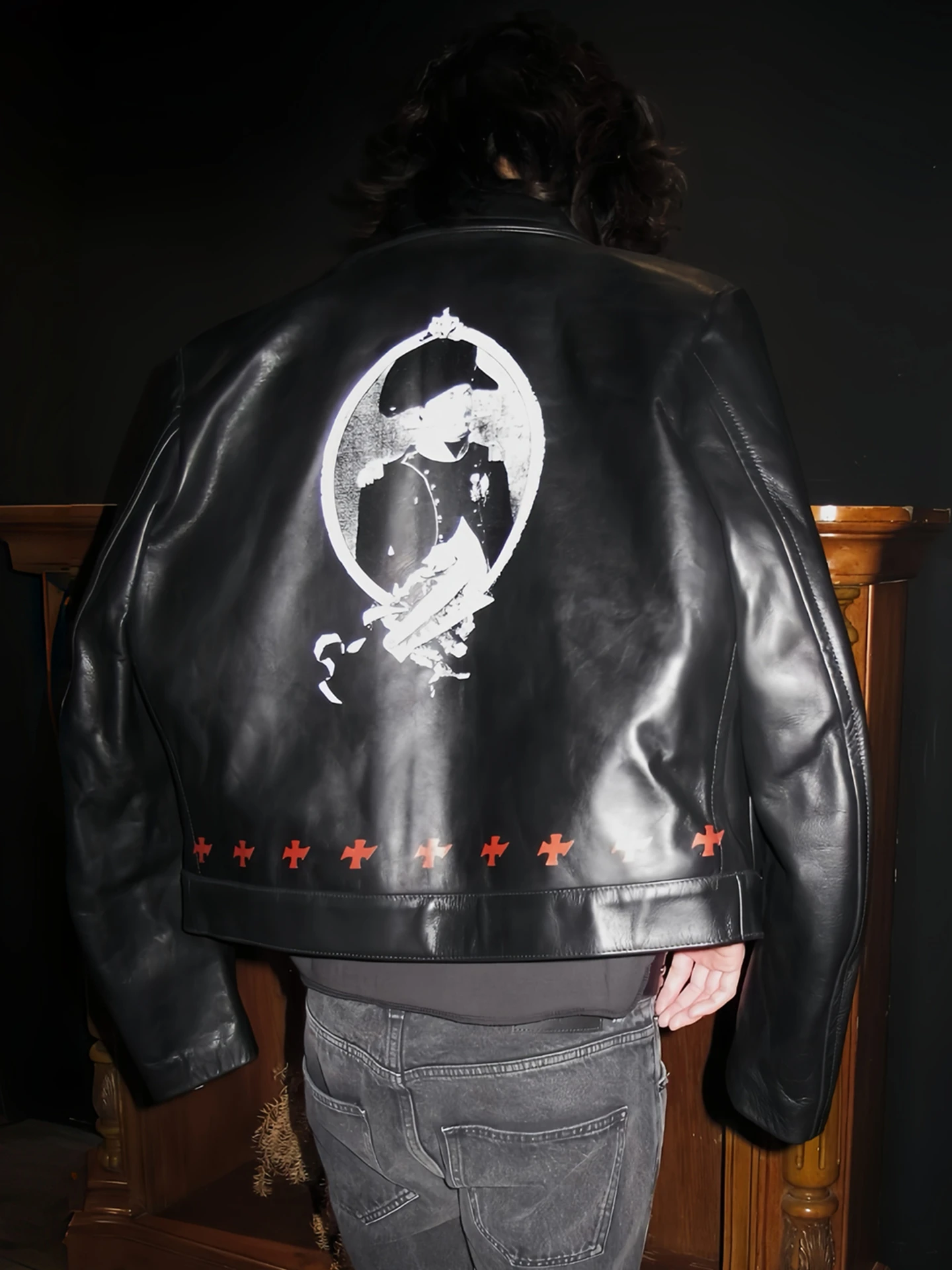 Napoleon Cross Leather Jacket Men's Women's Autumn Winter Outerwear Rich Second Generation Warm Long Sleeve Zipper Short Coat