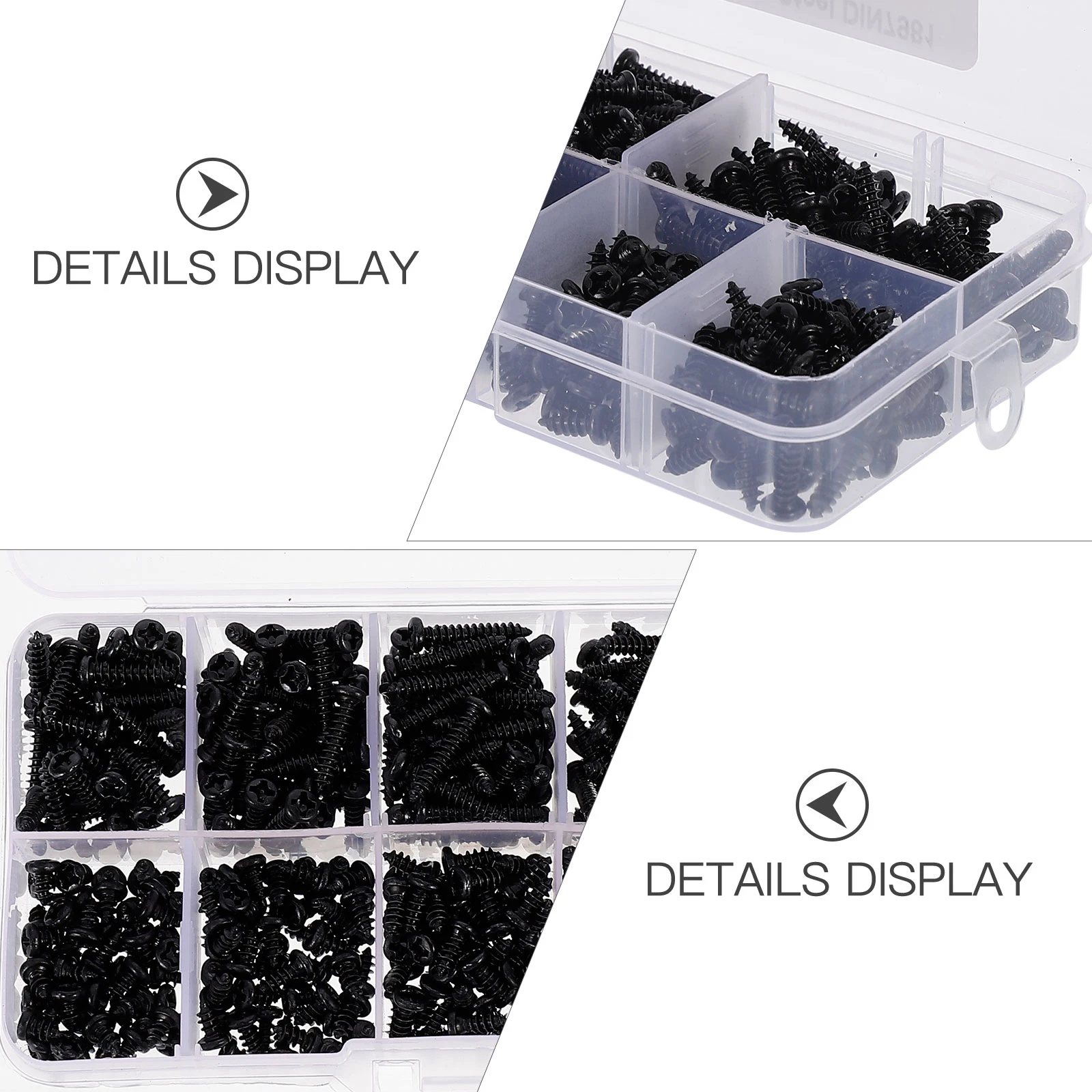 

450 Pcs Screw Assortment Kit Self Tapping Carbon Steel Round Head Cross Screws Metric System Durability Practicability
