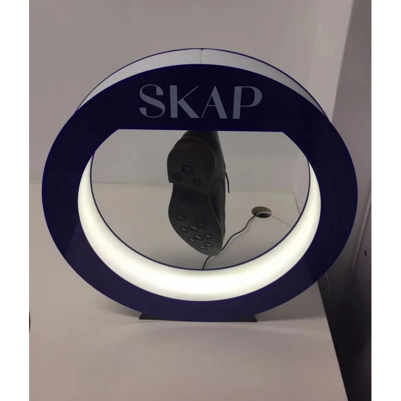 custom，Round Rotating Shoe Rack Showroom Display Unit Ideas Props Floating Magnetic Levitating Shoe Display Stand