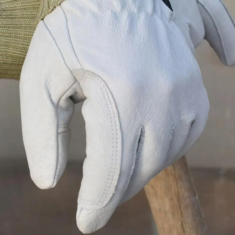 Sheepskin Leather Work Gloves Wear-Resistant Stretchable Wrist Protection Gloves Soft Welding Gloves Labour Safety Supplies