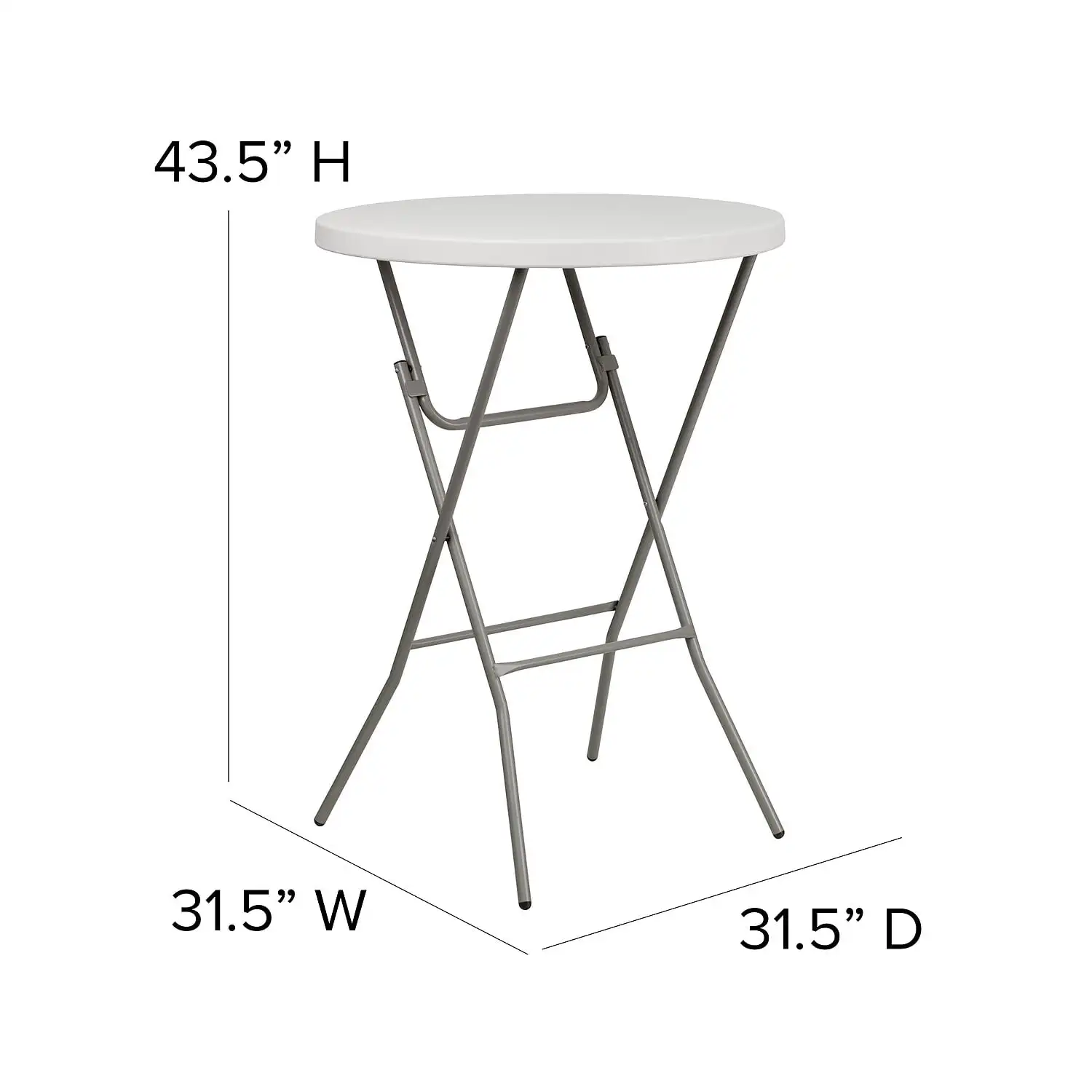 Round White Plastic Bar Height Folding Table Kitchen Bistro Pub Table