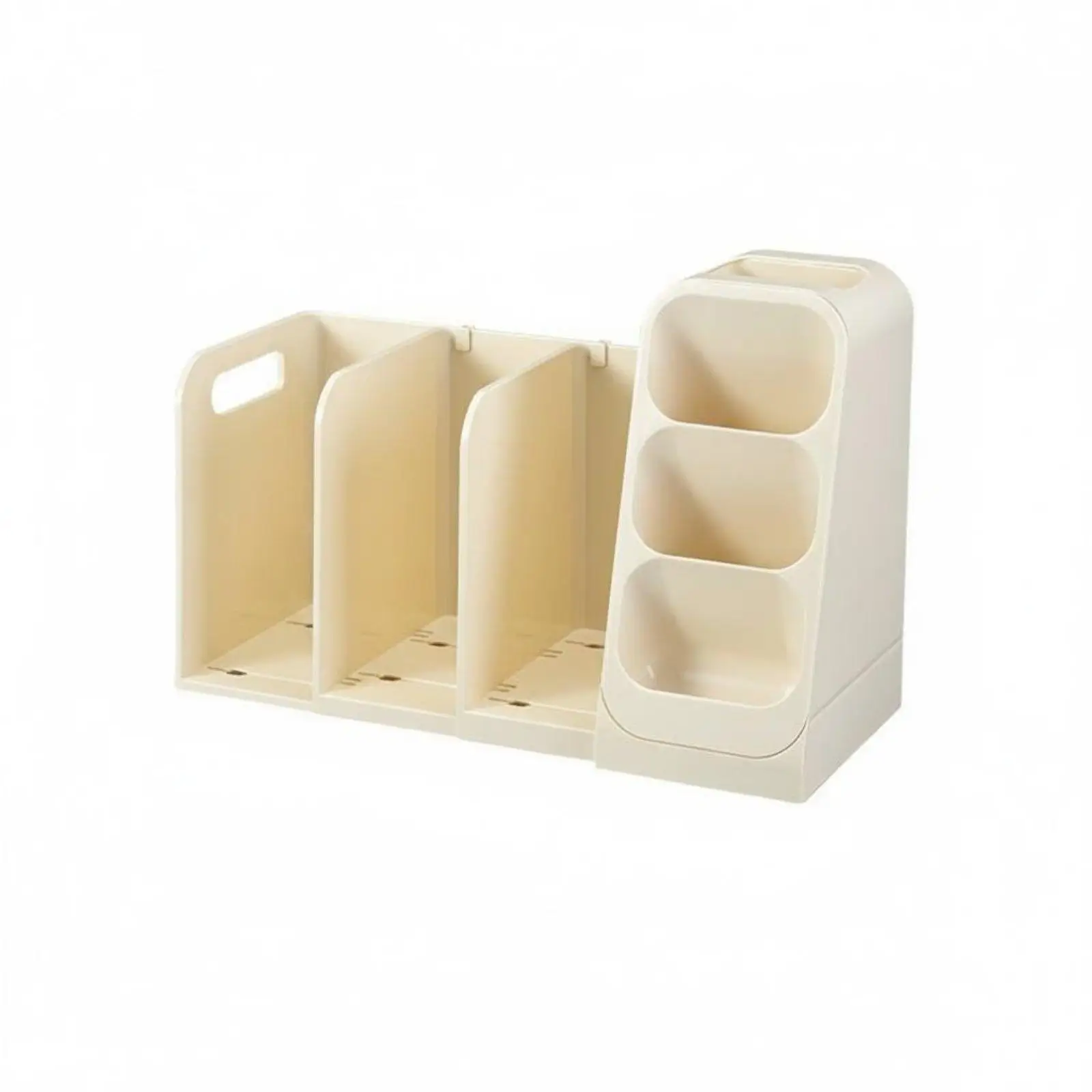 Extendable Bookend with Pen Holder Partitioned Storage Expandable Book Stand