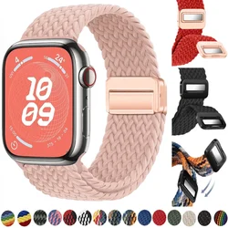 Correa trenzada de nailon para Apple Watch, pulsera magnética de Metal de 49mm, 45mm, 41mm, 44mm, 42mm y 40mm para iWatch 9, 8, 7, 6, 5, 4, SE