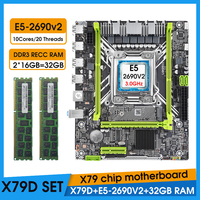 X79 Motherboard Set KIT with Xeon E5 2690 V2 CPU LGA2011 completo 2*16GB = 32GB 1333Mhz Memory DDR3 RAM placa mãe x79 set