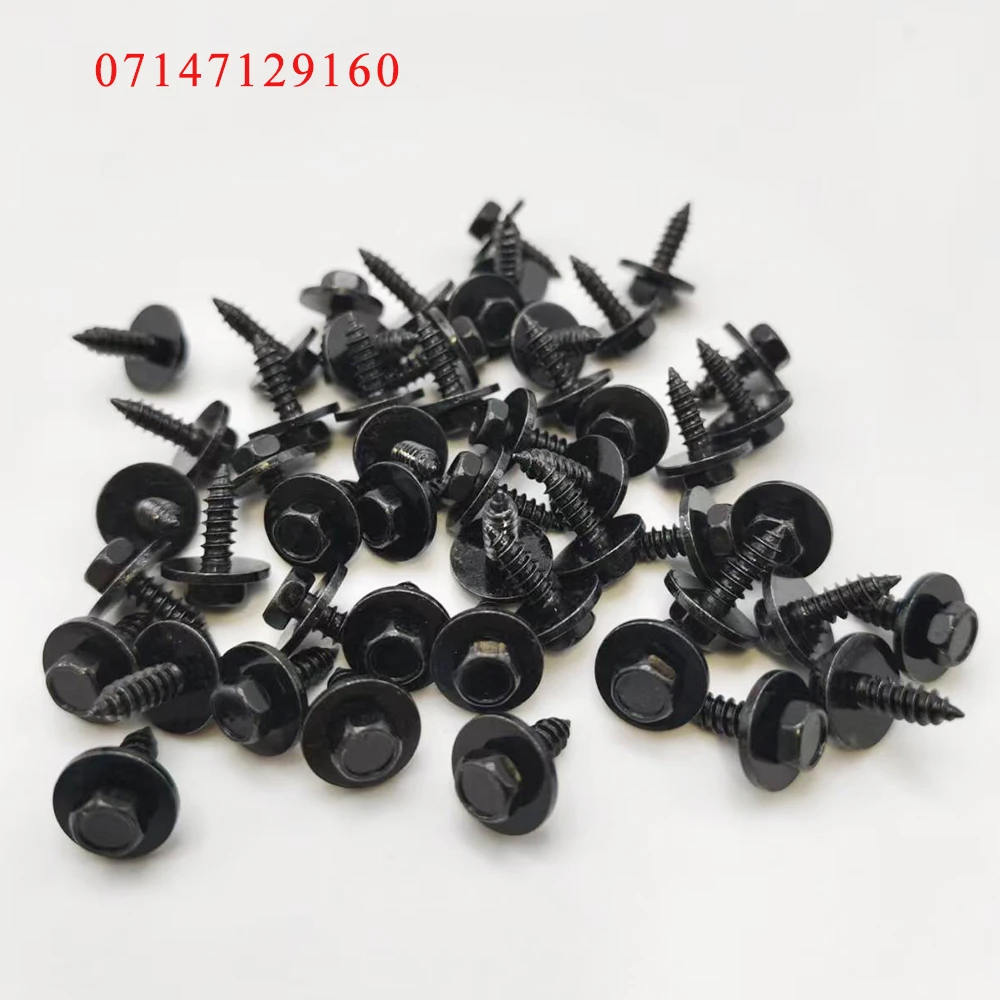 5/10/20PCS 07147129160 Hex Head Screw Bolt with Washer for BMW 1 3 5 7 X1 X3 X5 X6 F30 F10 E90 E60 Black ST4.8x16 Bulk Pack